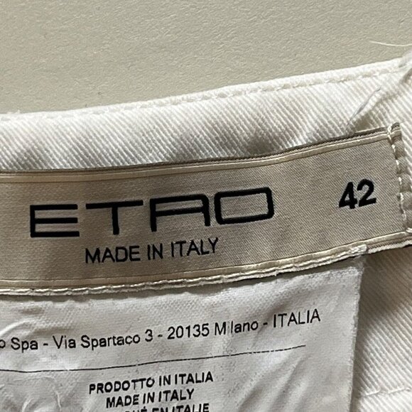 ETRO Ecru White Cotton Blend Pants‎ Size 42/ US Size 8 - Picture 16 of 16